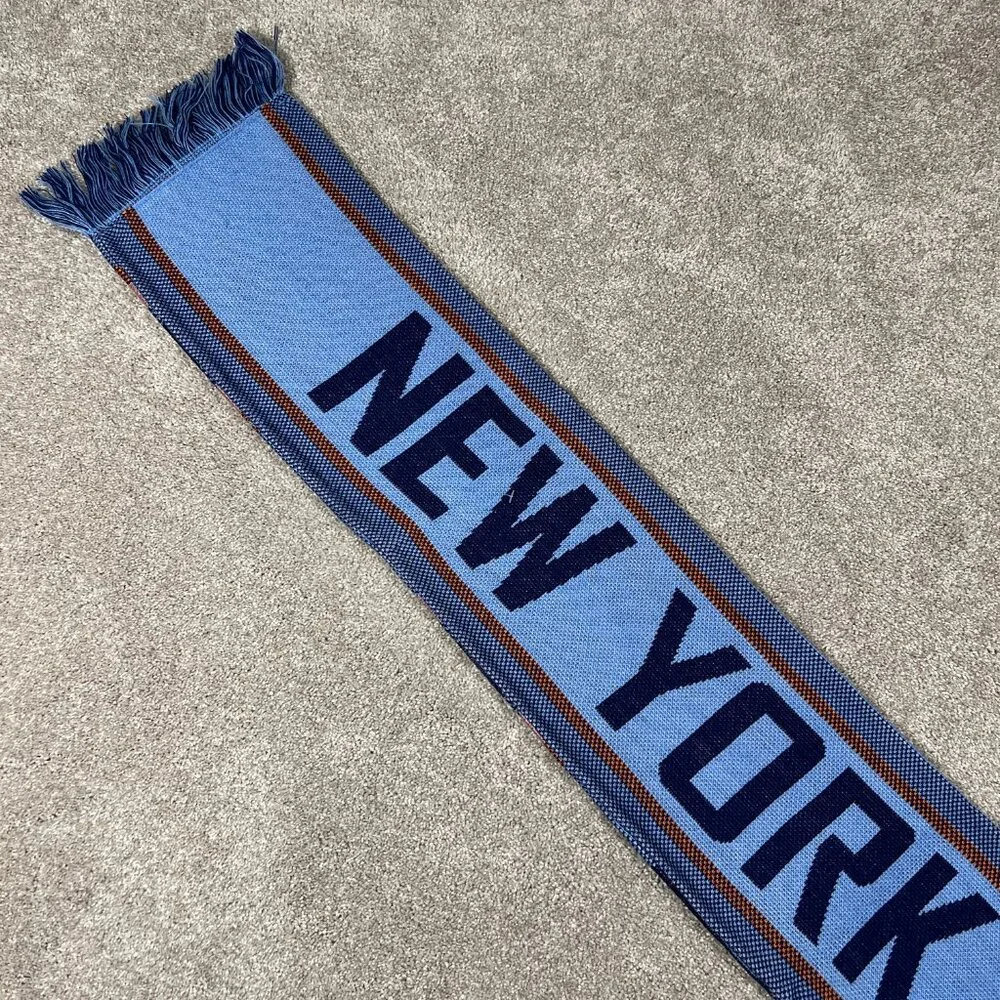 Adidas‎ Unisex OSFA Blue Winter Fringe New York City FC Soccer MLS Scarf NWT